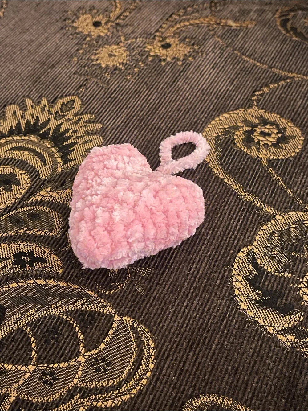 Handmade Plush Pink Heart Christmas Tree Ornament Charm